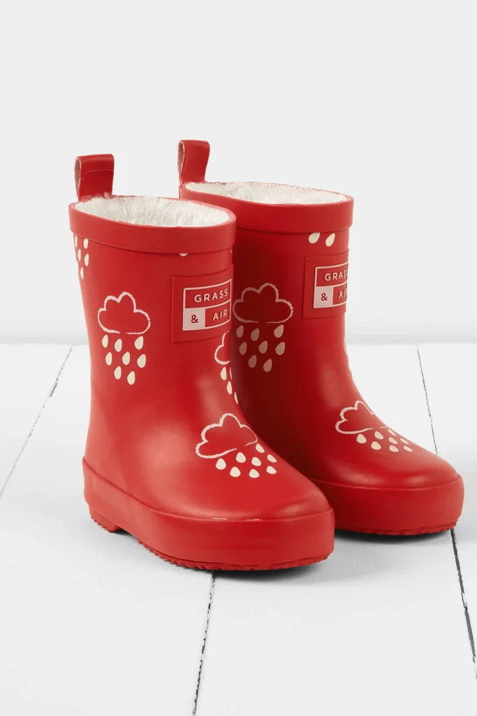 Stivali da pioggia per bambini che cambiano colore in rosso rubino